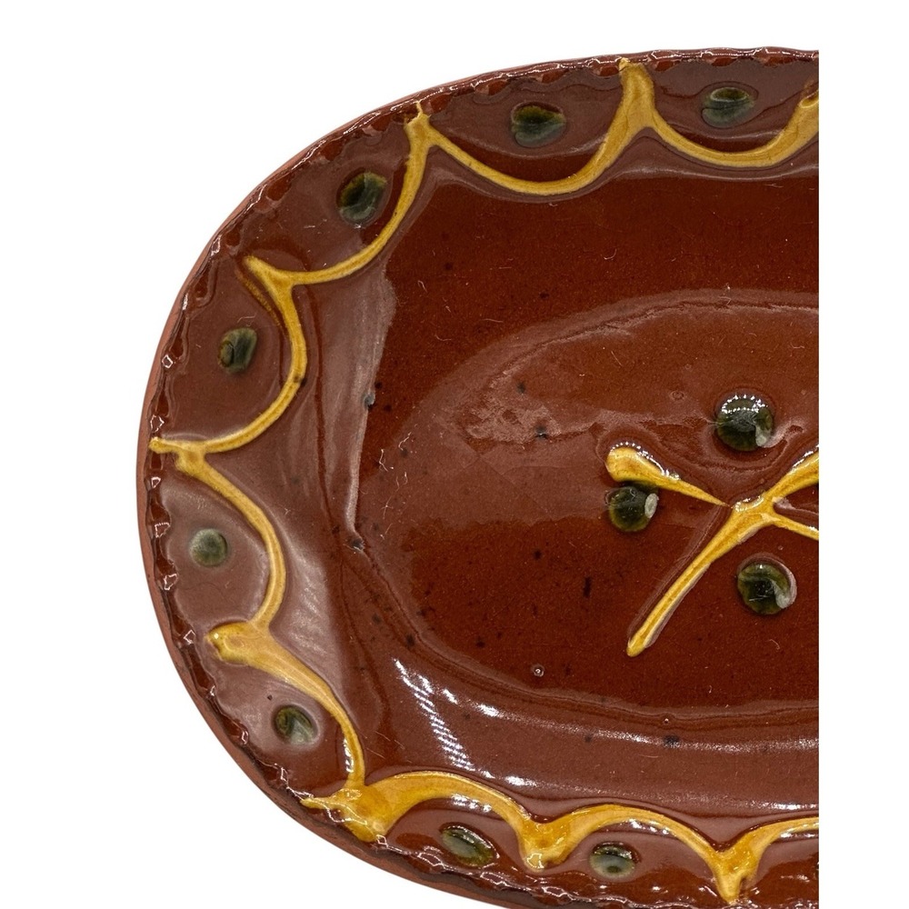 Lester Breininger Redware Pottery Trinket Dish Plate Decorated Signed 1984 Pa - Picture 3 of 9